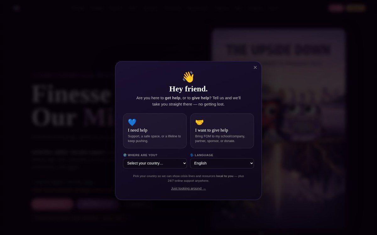 Finesse Our Minds nonprofit platform